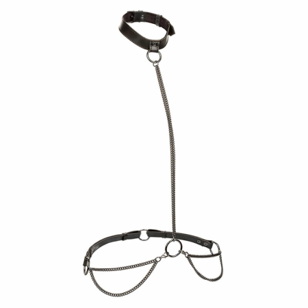 CalExotics Euphoria Chain Halter & Leash Plus Size - Velvet & Vegan Leather