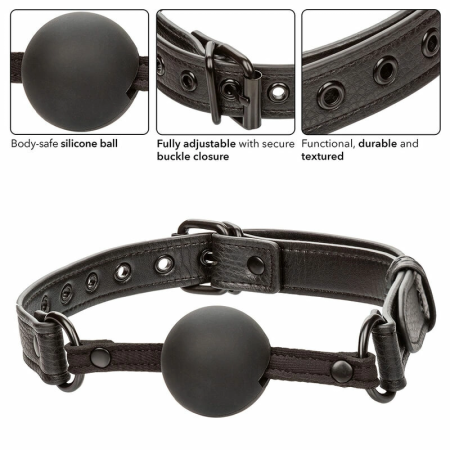 CalExotics Nocturnal Silicone Ball Gag Black - Adjustable Comfort Fit