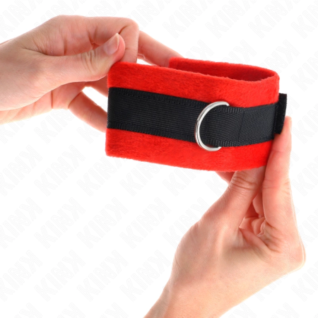 KINK Beginner Fur Wrist Restraints Black-Red 30x7 cm Adjustable Comfort