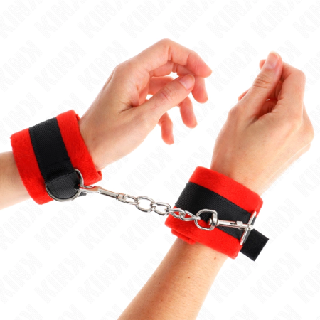 KINK Beginner Fur Wrist Restraints Black-Red 30x7 cm Adjustable Comfort