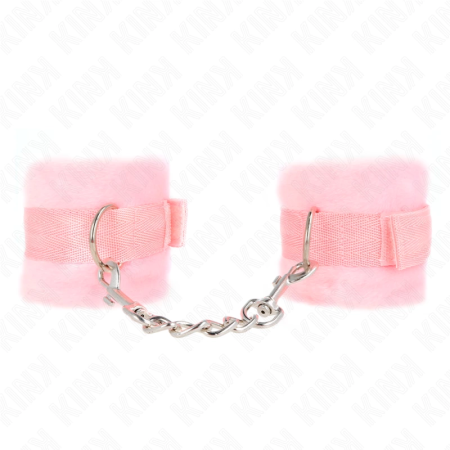 KINK Beginner Fur Wrist Cuffs Pink 30x7 cm - Soft Adjustable Fastening