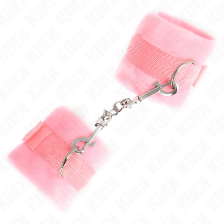 KINK Beginner Fur Wrist Cuffs Pink 30x7 cm - Soft Adjustable Fastening