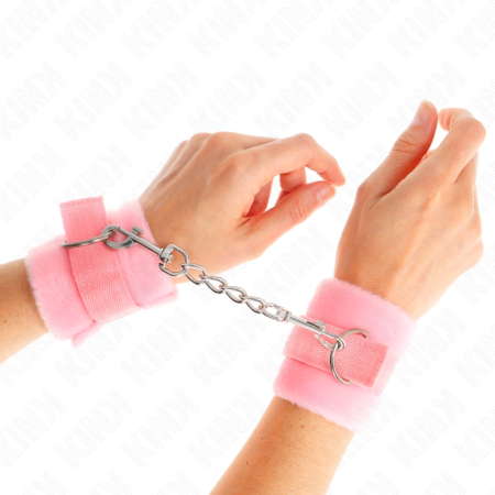 KINK Beginner Fur Wrist Cuffs Pink 30x7 cm - Soft Adjustable Fastening
