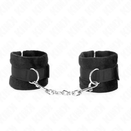 KINK Beginner Fur Wrist Cuffs Black 30x7 cm - Soft Adjustable Fastening