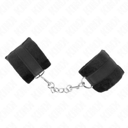 KINK Beginner Fur Wrist Cuffs Black 30x7 cm - Soft Adjustable Fastening