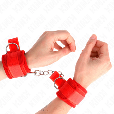 KINK Neoprene Wrist Restraints Red 42x5 cm - Adjustable Soft Cuffs