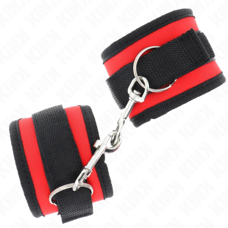 KINK Adjustable Nylon Wrist Restraints Red-Black 18-35 cm x 6 cm