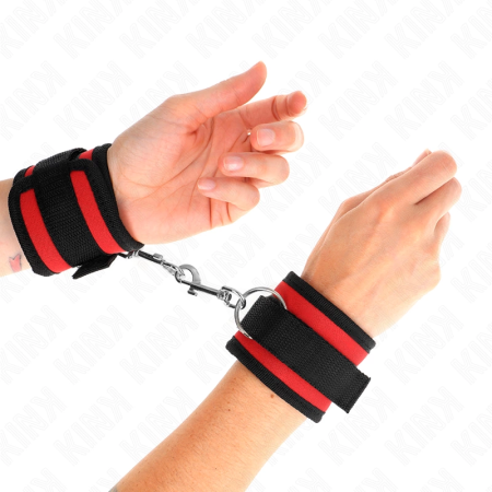 KINK Adjustable Nylon Wrist Restraints Red-Black 18-35 cm x 6 cm