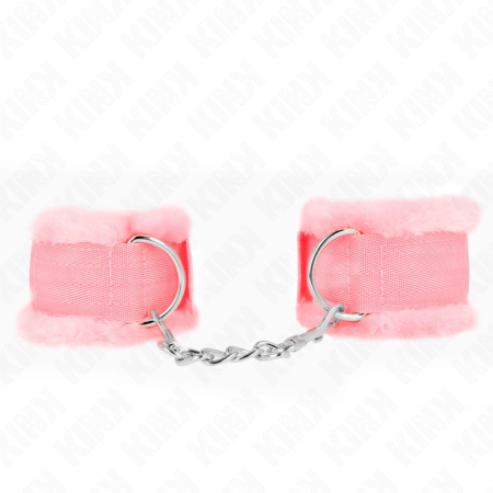 KINK Furry Lined Wrist Restraints Pink Adjustable 17-31cm Secure Comfort