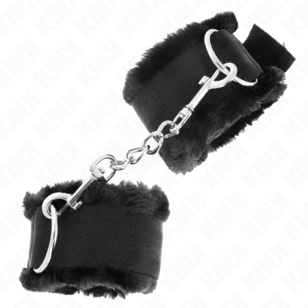 KINK Furry Lined Adjustable Wrist Restraints Black 17-31cm x 7cm