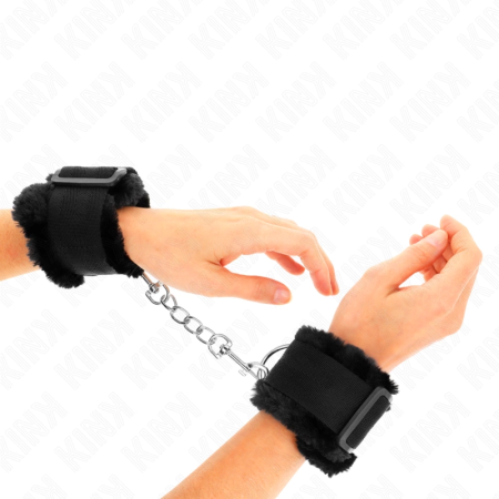 KINK Furry Lined Adjustable Wrist Restraints Black 17-31cm x 7cm