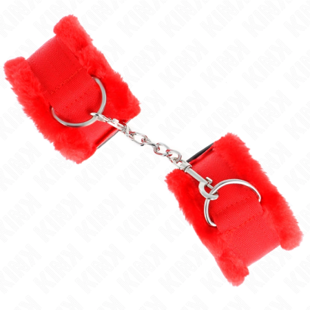KINK Furry Lined Adjustable Wrist Restraints Red 17-31 cm x 7 cm