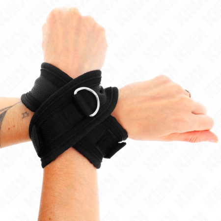 KINK Cross Cuffs Black 34x5.5 cm - Adjustable Wrist Restraint System