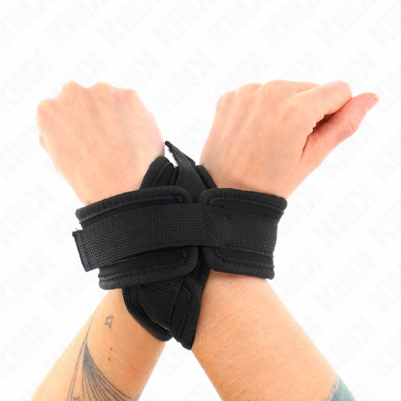 KINK Cross Cuffs Black 34x5.5 cm - Adjustable Wrist Restraint System