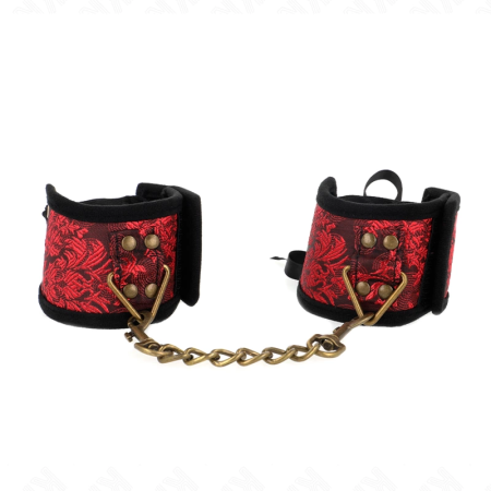 KINK Scandal Wrist Restraints Red-Black Lace Adjustable 24.5x6.5cm
