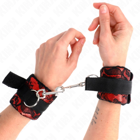 KINK Scandal Wrist Restraints Red-Black - Adjustable Padded Cuffs