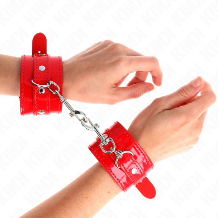 KINK Red Adjustable Shiny Hand Cuffs 23-33 cm - Stylish Restraint System