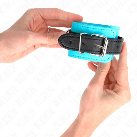 KINK Adjustable Blue Wrist Restraints with Soft Fur Lining 20-28cm