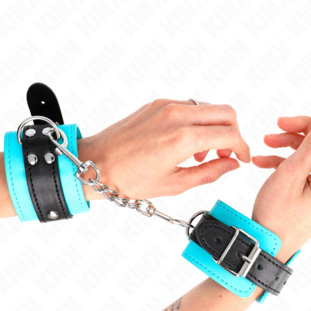 KINK Adjustable Blue Wrist Restraints with Soft Fur Lining 20-28cm
