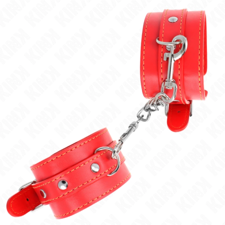 KINK Adjustable Red Wrist Restraints 21-33 cm - Soft Lined Secure Cuffs