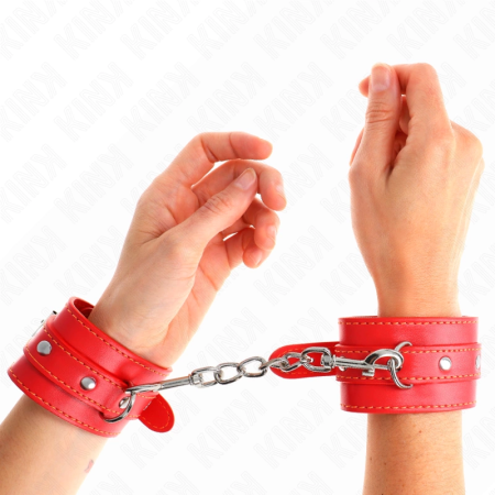 KINK Adjustable Red Wrist Restraints 21-33 cm - Soft Lined Secure Cuffs