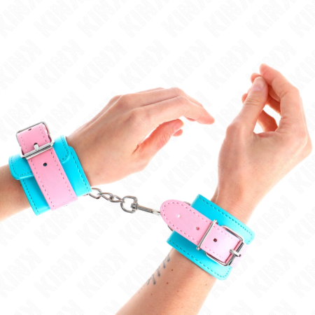 KINK Cute Wrist Restraints Blue/Pink Adjustable 16-28cm x 5cm