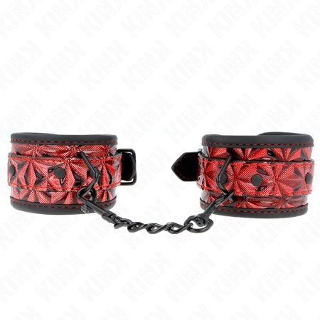 KINK Diamond Pattern Adjustable Wrist Restraints Dark Red 17-26cm x 5.5cm