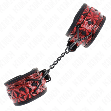 KINK Diamond Pattern Adjustable Wrist Restraints Dark Red 17-26cm x 5.5cm