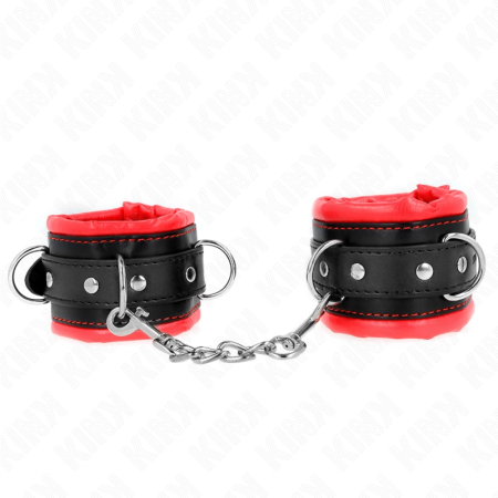 KINK Heavy Wrist Restraints Red Fur Lining Adjustable 20-30cm x 6cm
