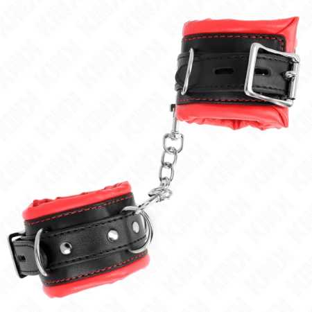 KINK Heavy Wrist Restraints Red Fur Lining Adjustable 20-30cm x 6cm