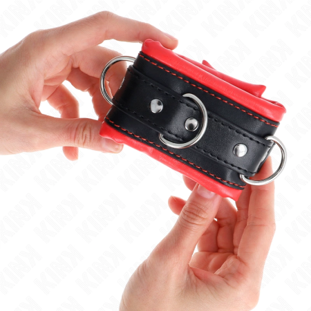 KINK Heavy Wrist Restraints Red Fur Lining Adjustable 20-30cm x 6cm