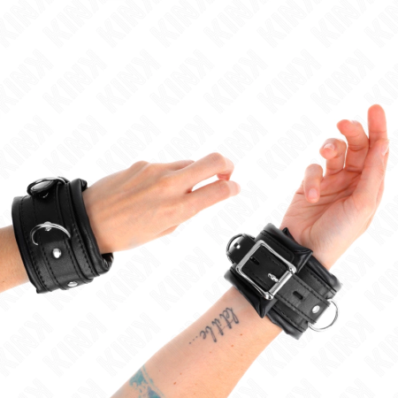 KINK Heavy Wrist Restraints with Black Fur Lining Adjustable 20-30cm