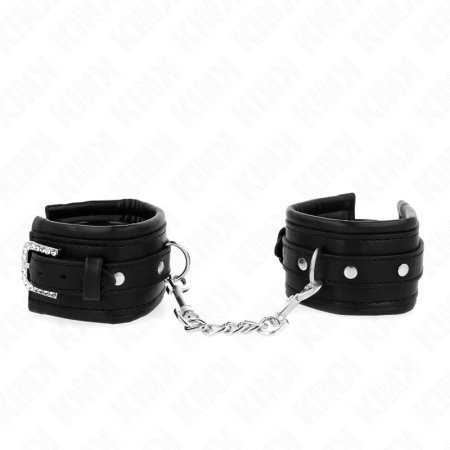KINK Rhinestone Buckle Adjustable Wrist Restraints Black 25-32cm x 5.5cm