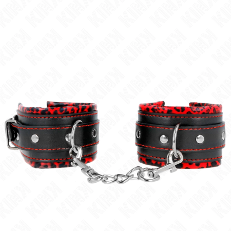 KINK Fur-Lined Adjustable Wrist Restraints Red/Black 17-29cm x 6cm