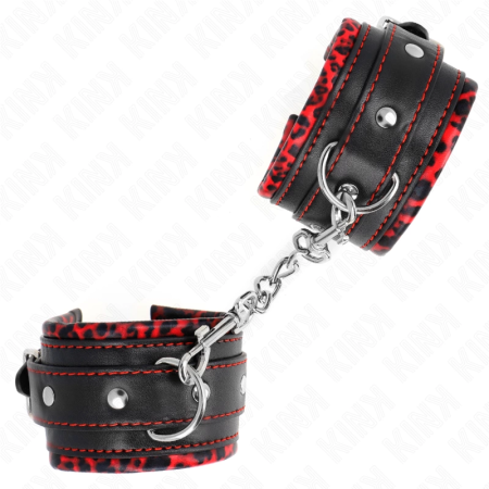 KINK Fur-Lined Adjustable Wrist Restraints Red/Black 17-29cm x 6cm