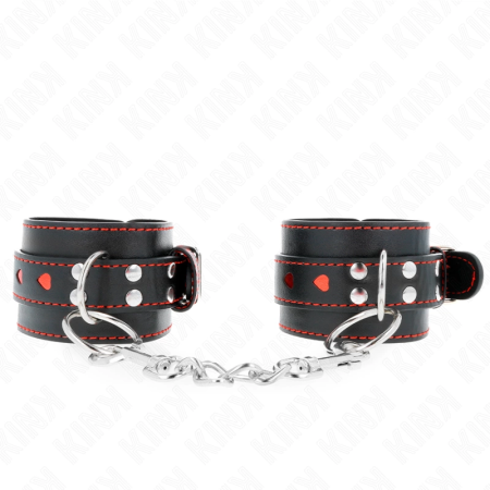 KINK Adjustable Black Wrist Bands with Red Heart Accent 21-28cm x 5.5cm