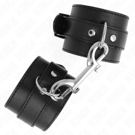 KINK Adjustable Wrist Restraints Black Leather 17-28 cm Large Buckle