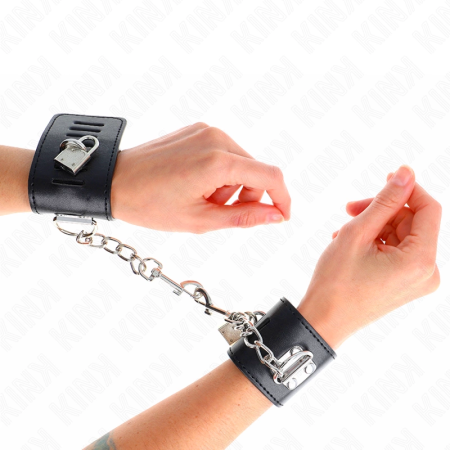 KINK Adjustable Wrist Restraints with Padlock Black 16-23cm x 5.5cm
