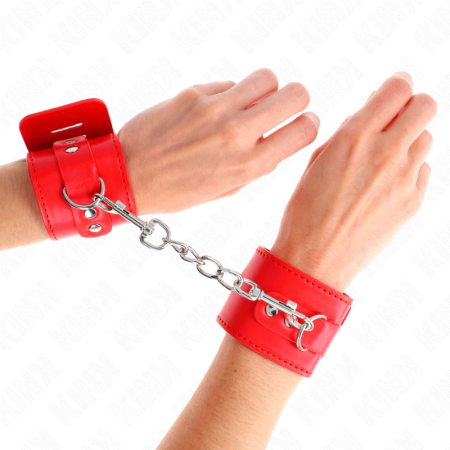 KINK Adjustable Red Wrist Restraints with Padlock Closure 16-23cm x 5.5cm
