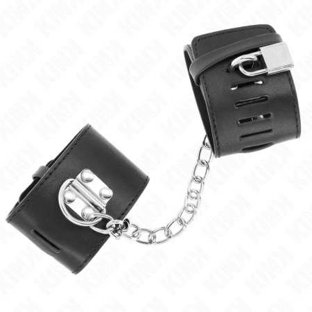 KINK Adjustable Black Wrist Restraints with Chain and Padlock 30cm 16-23cm