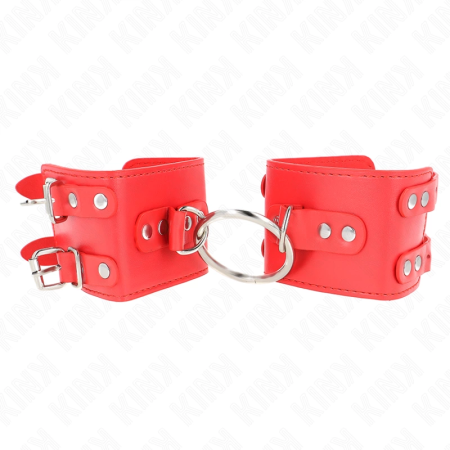 KINK Fixed Wrist Restraints Adjustable Red with Studs 17-22 cm x 6.5 cm
