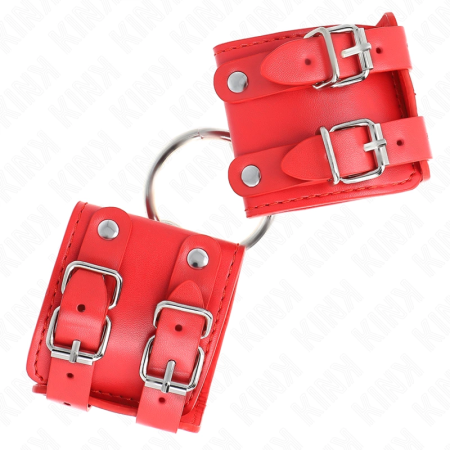 KINK Fixed Wrist Restraints Adjustable Red with Studs 17-22 cm x 6.5 cm
