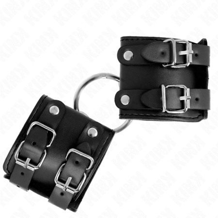KINK Adjustable Wrist Restraints with Ring & Studs Black 17-22x6.5cm