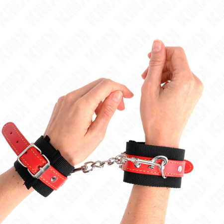 KINK Nylon Wrist Restraints Black/Red Adjustable 19-24cm x 5.5cm