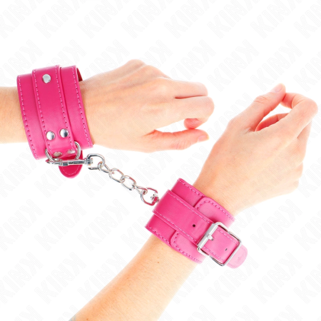 KINK Wrist Restraints Raspberry Rose - Adjustable Vegan Leather 20-28 cm