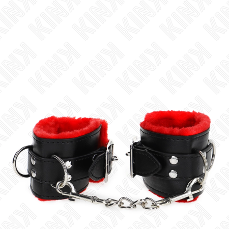 KINK Fur-Lined Adjustable Wrist Restraints Red-Black 17-29cm x 6cm