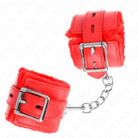 KINK Fur-Lined Adjustable Wrist Restraints Red | 17-29 cm Secure Comfort