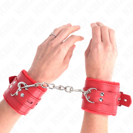 KINK Fur-Lined Adjustable Wrist Restraints Red | 17-29 cm Secure Comfort