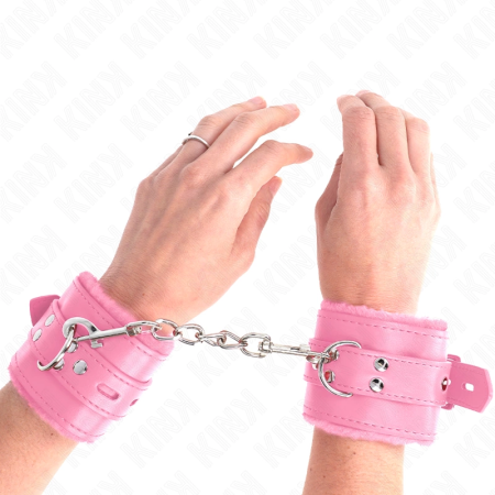 KINK Fur-Lined Adjustable Wrist Restraints Pink 17-29cm x 6cm Comfort Fit
