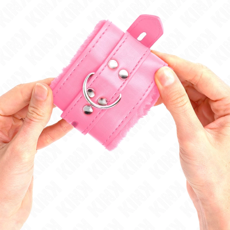 KINK Fur-Lined Adjustable Wrist Restraints Pink 17-29cm x 6cm Comfort Fit
